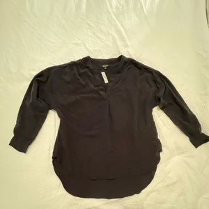 Madewell sand washed popover top in black size small NWT